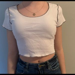 Brandy Melville white shirt with black stitching